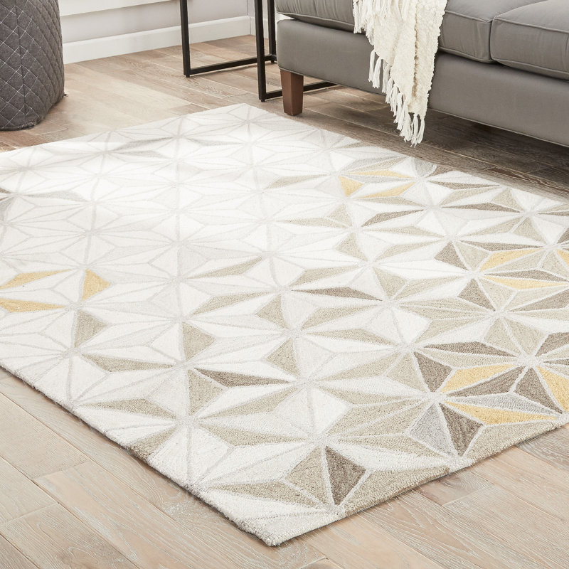 Wrought Studio Hellwig HandTufted Cream/Mustard Area Rug Wayfair